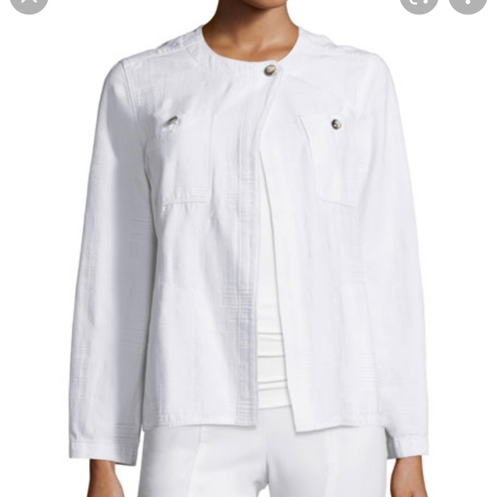 Tory Burch Everett Jacket White Laquered Size Large